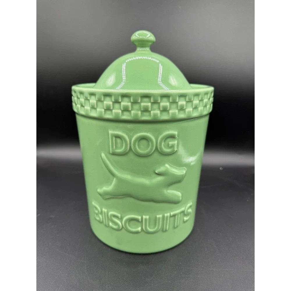 🐾💚 Longaberger Mulligan Dog Biscuit Canister / Jar–Green – Retired Collectible